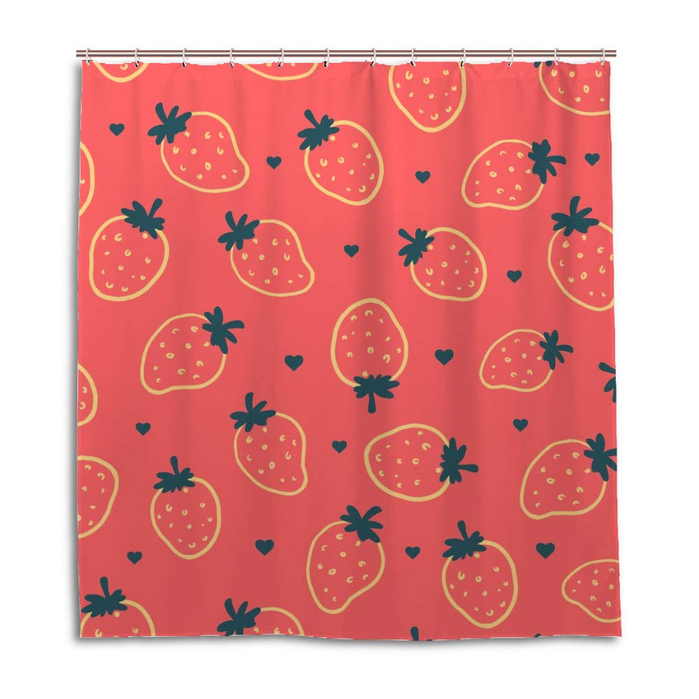 Rideau de douche fraise imperméable anti-éclaboussure sol sec