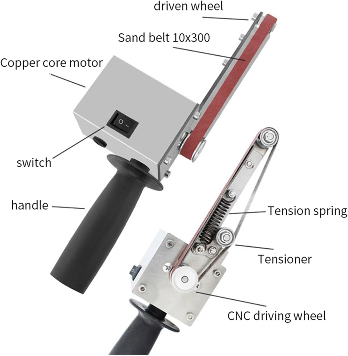 Sander, Polisher Electric Belt Sander Machine Angle Grinder Mini DIY Electric Sanding Polishing Machine Tools 330x10MM Abrasive Belts(775 and Power)