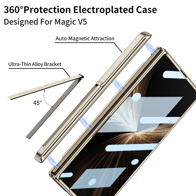 Coque de protection Honor Magic V5 rigide luxe avec finition noire galvanisée chic