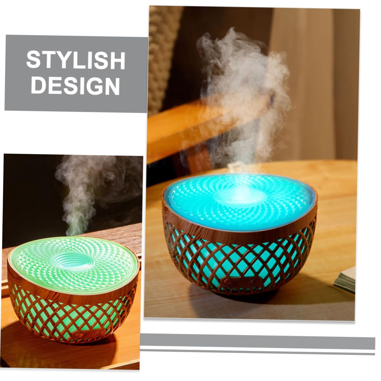 KOMBIUDA Umidificatore Silenzioso Luce Notturna e Diffusore Oli Essenziali Mini Diffusore Wireless Per Ufficio Camera e Bagno Atmosfera Rilassante e Design Elegante