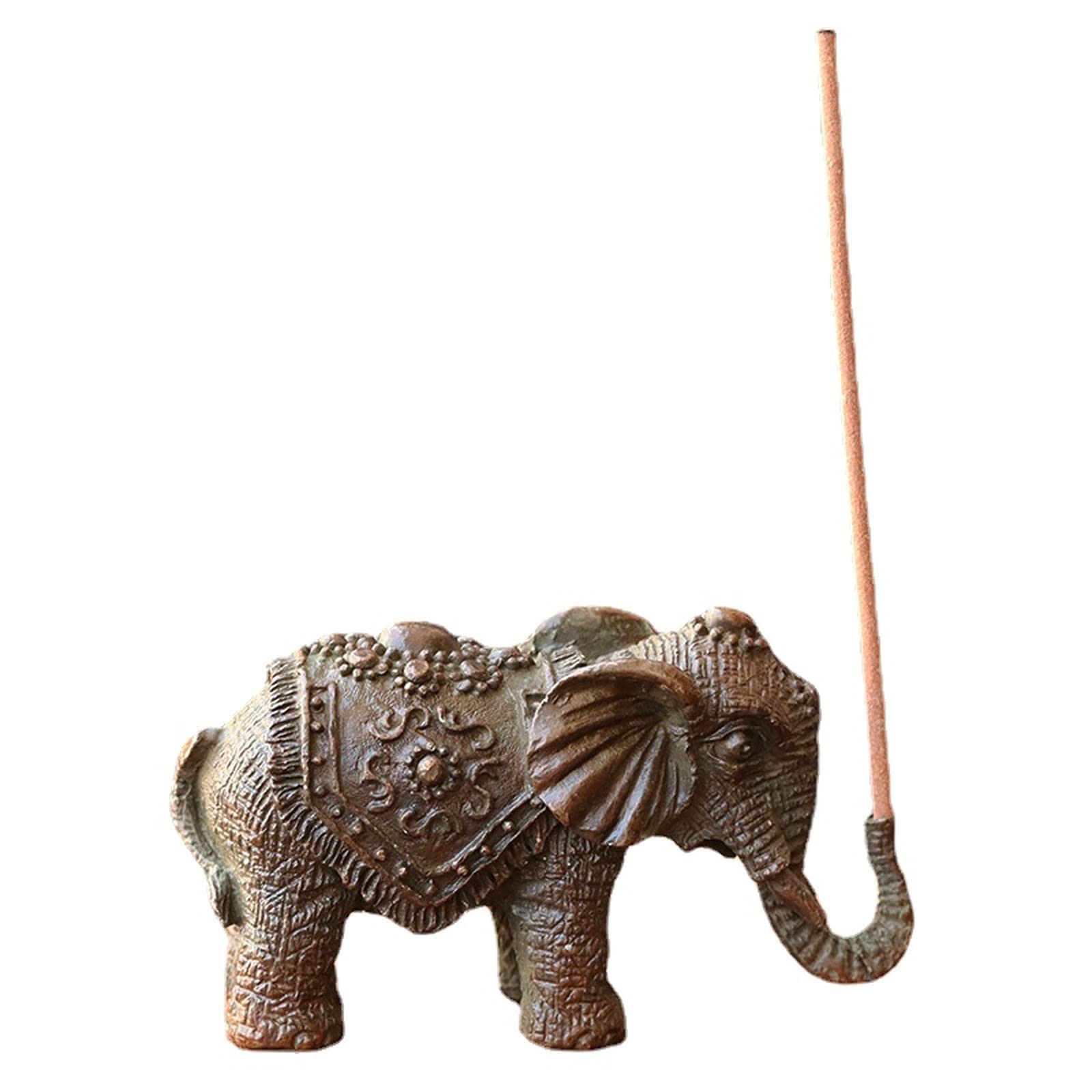 NGDFGR Copper Lucky Elephant Miniatures Statue Desktop Ornaments,Metal Animal Figurines Tea Pet Incense Holder Decoration