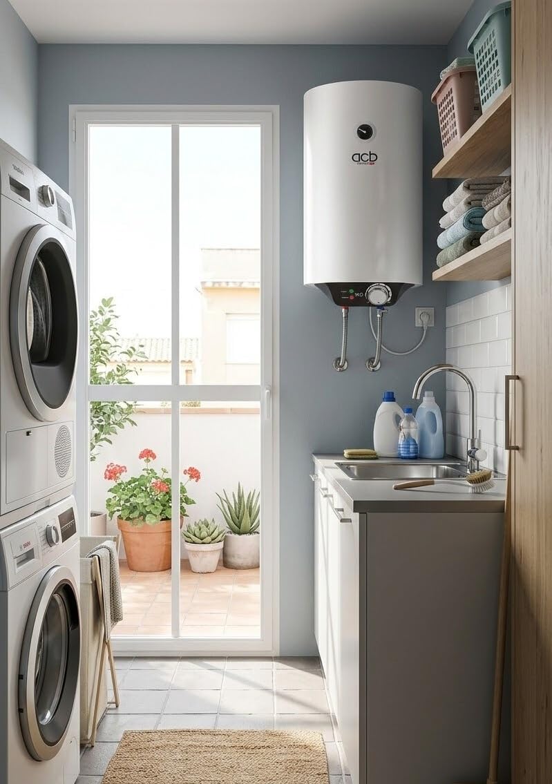 ACB Termo Eléctrico 50 L Vertical, Clase Energética B, con Termómetro y Regulador de Temperatura