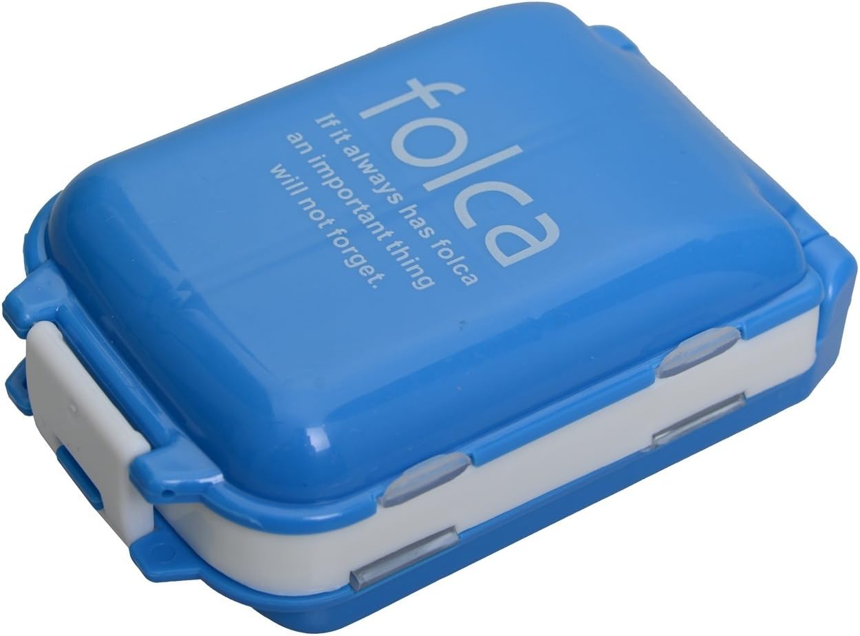 Folca Plastic Jewellery Box for Pills,Blue/White
