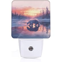 Plug-in LED Night Light, Smart Dusk to Dawn Sensor, Polar Bear ICY Lake Night Lights Suitable for Bedroom, Bathroom, Hallway, Living Room, Stairs, 1 Pack