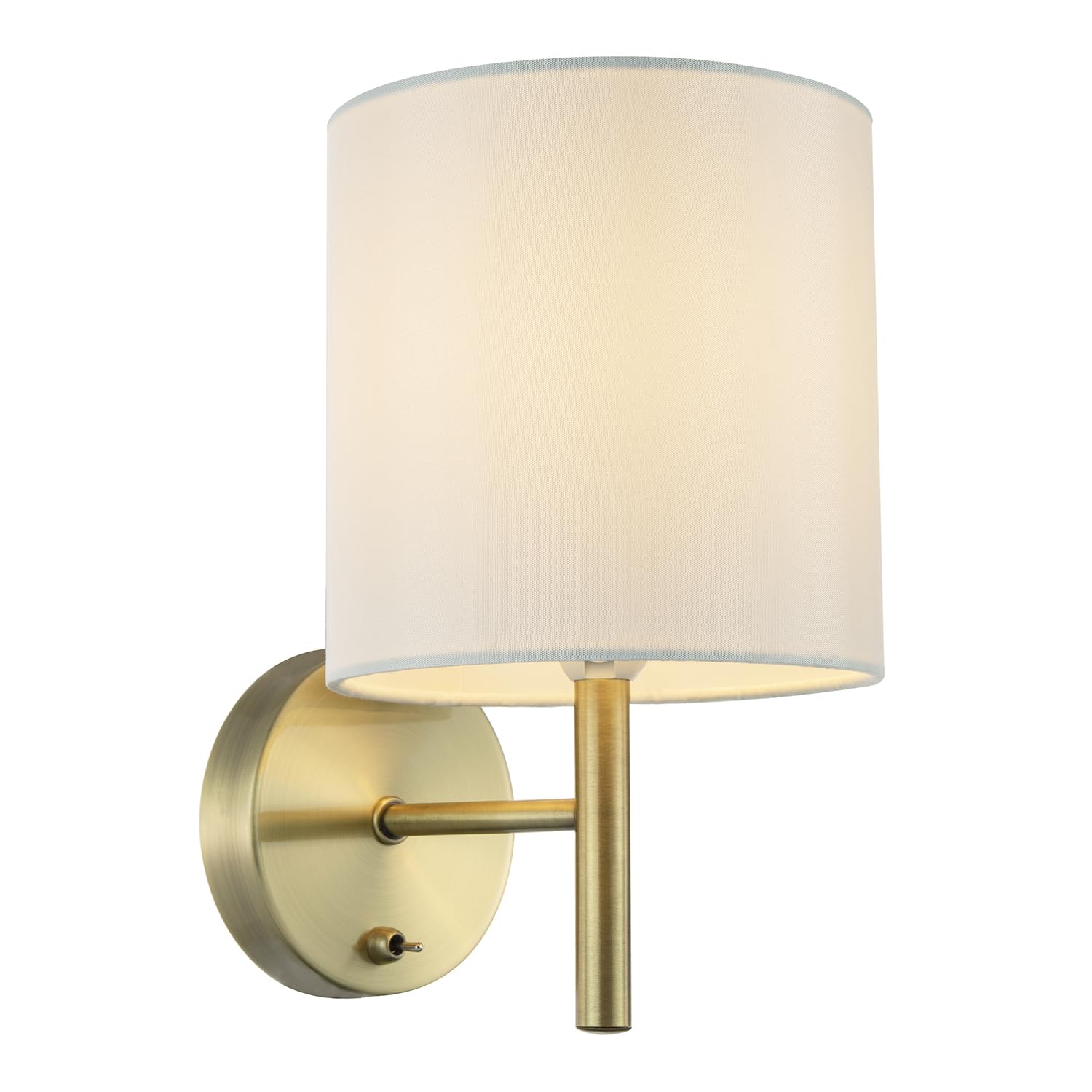 Happy Homewares Contemporary Bedside Wall Lamp In Antique Brass With Toggle Switch And Shade from B&Q