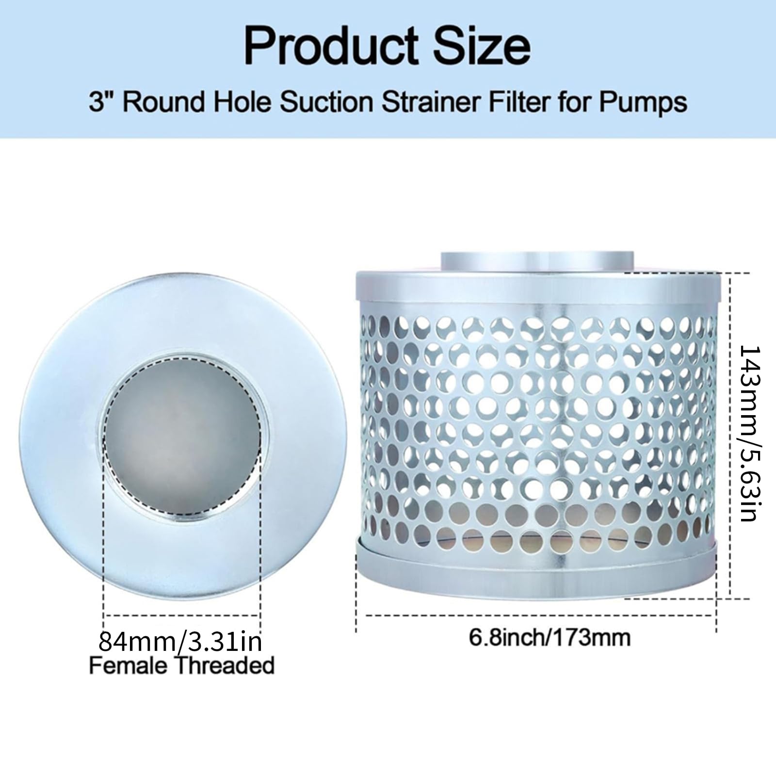 Pompe resistenti alla corrosione Filtro di aspirazione Cestello Filtro riduce particelle solide per pompe Sistemi di aspirazione Filtro