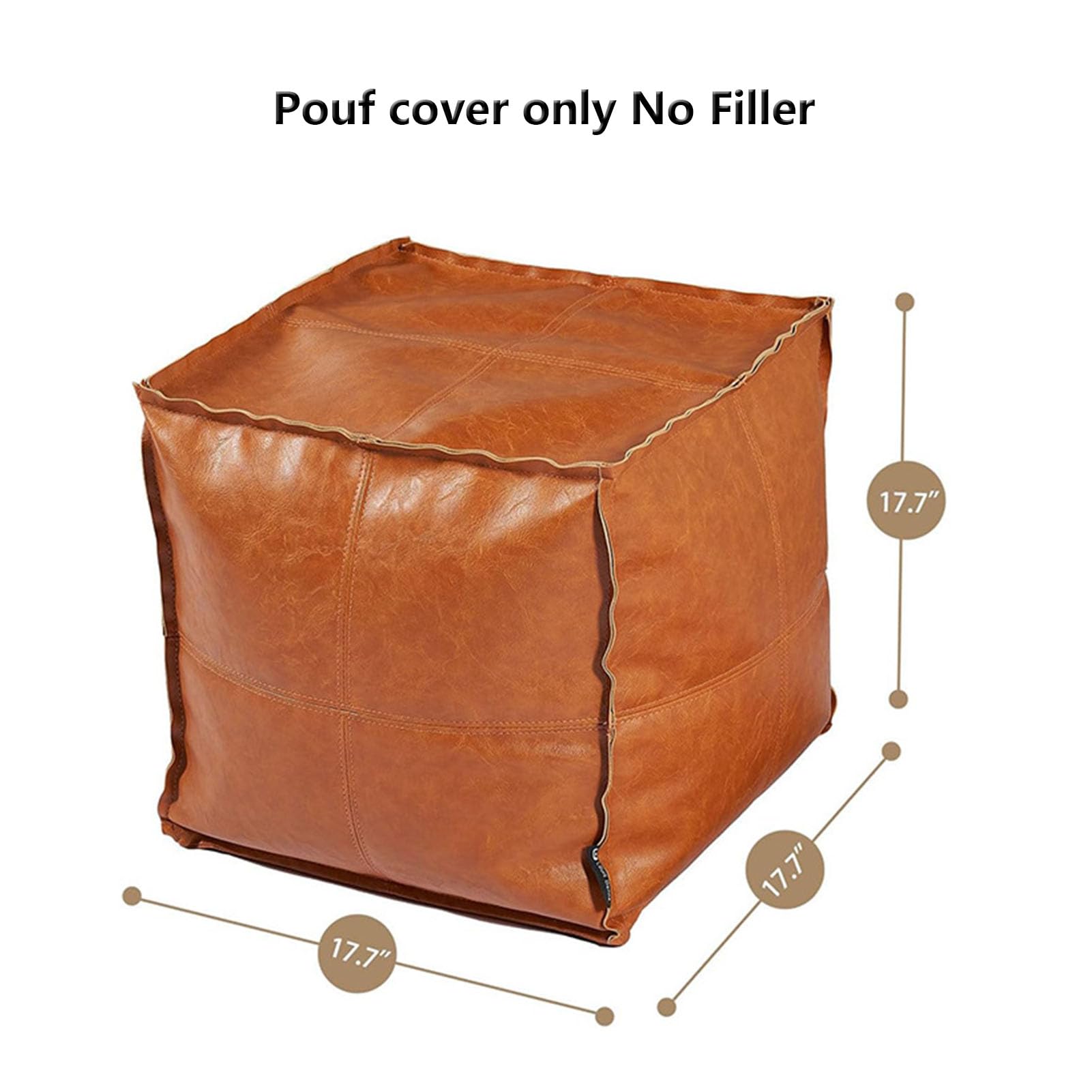 TDHLW Unstuffed Faux Leather Square Pouf, Home Play Room Organizer Foot Rest, Square Pouffe Footstool Storage Stool, Bedroom Living Room