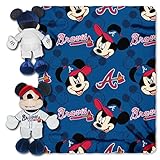 Northwest MLB Atlanta Braves Unisex-Adult Character Hugger Pillow & Fleece Throw Blanket Set, 40