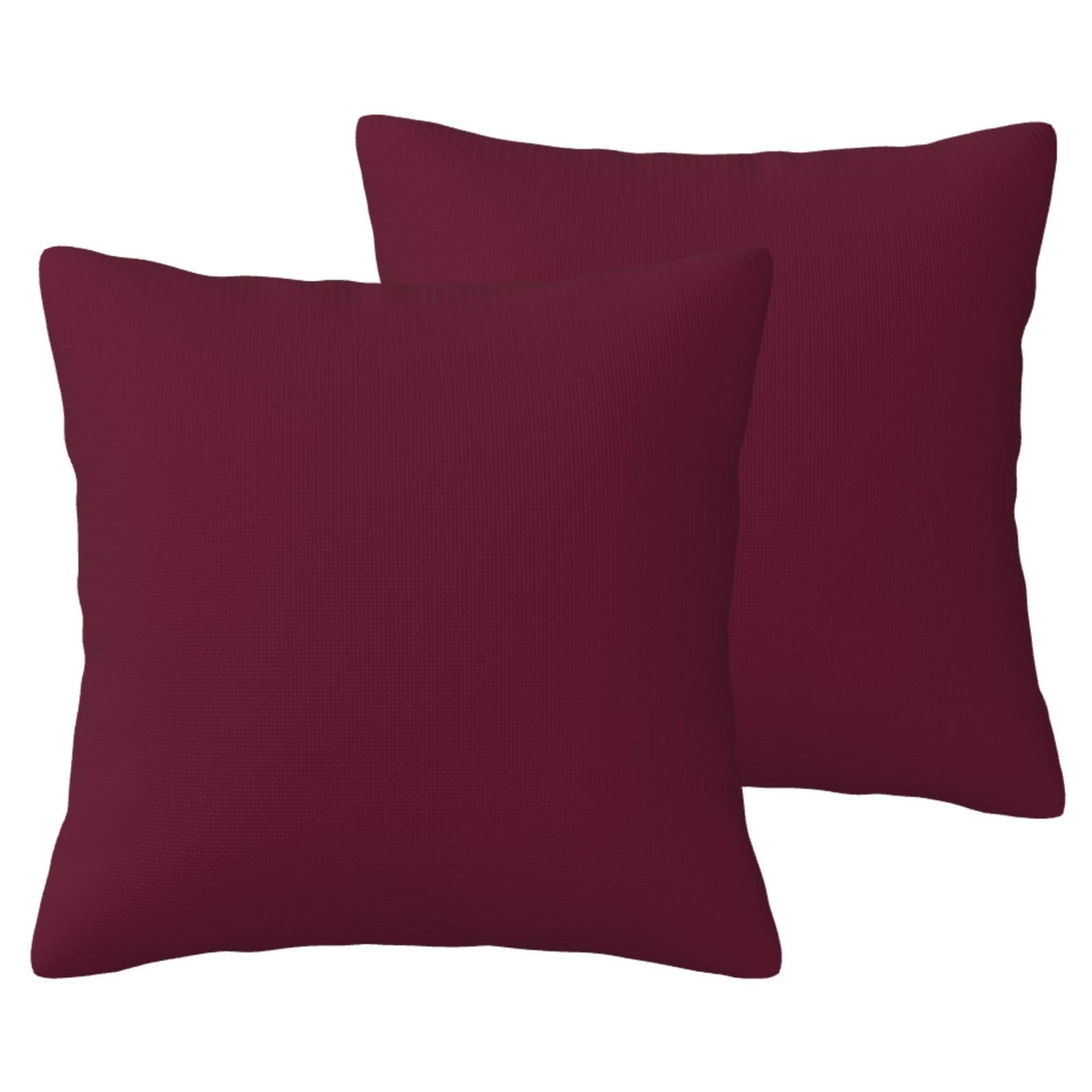 Taies d'oreiller imitation lin rouge vin avec zip invisible robustes