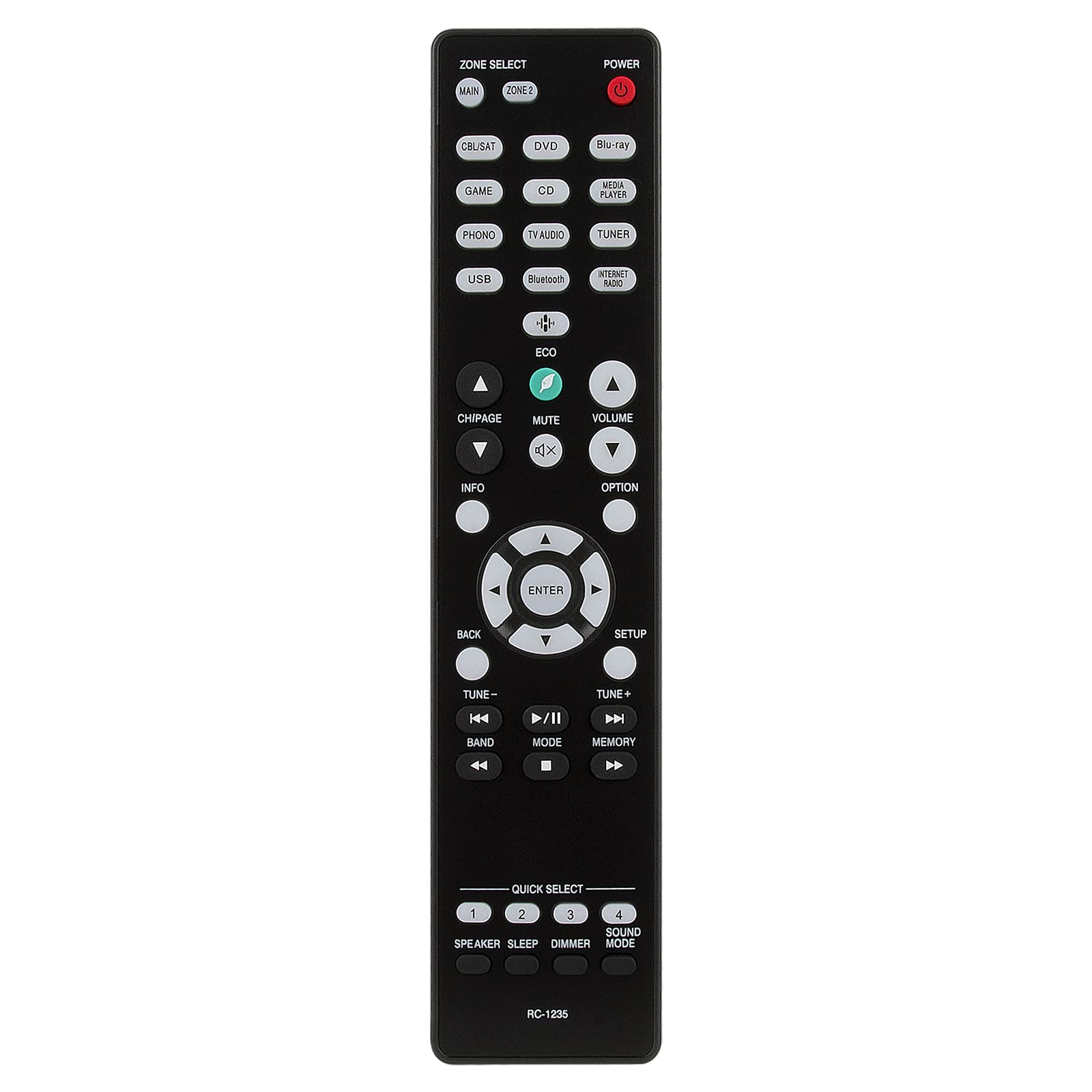 VINABTY RC-1235 Replacement Remote Control Compatible with Denon Stereo Receiver DRA-800H DRA-800, Black