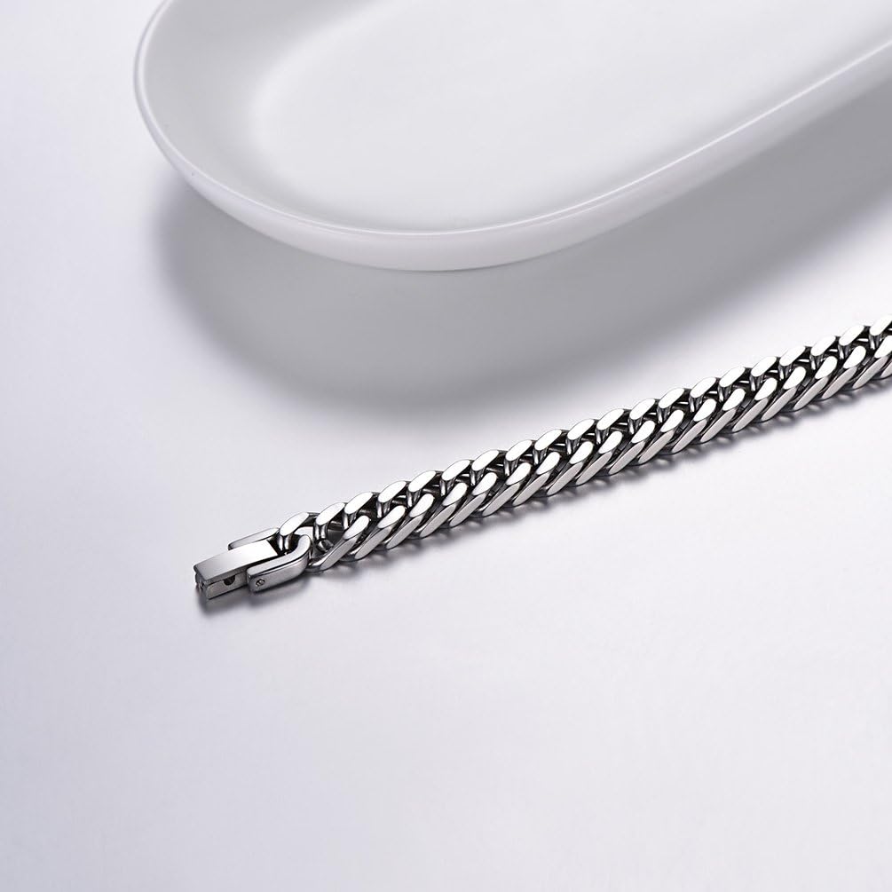 PROSTEEL Mens Bracelet Chain Stainless Steel Cuban Link Silver Bracelets Chunky Heavy Jewellery for Boys Teen 8mm 21cm - Image 5