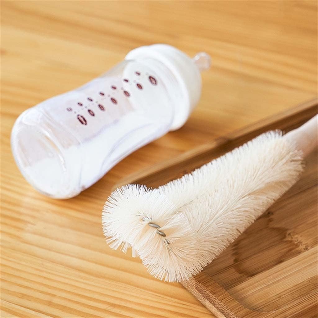 Kitchen Cleaning Brush L-Shaped Coffee Tea Glass Cup Baby Bottle Hangable Wooden Handle Cleaner Gadgets