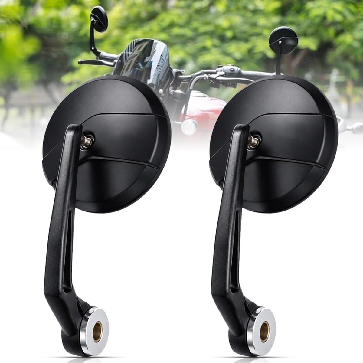 OTOROYS Premium Motorcycle Bar End Mirror, Metal Handle ABS Frame Round Convex Black for Classic 350 | Bullet 350 | Hunter 350 | Meteor 350 | Continental GT 650 | Interceptor 650 | Himalayan Set of 2-image-49