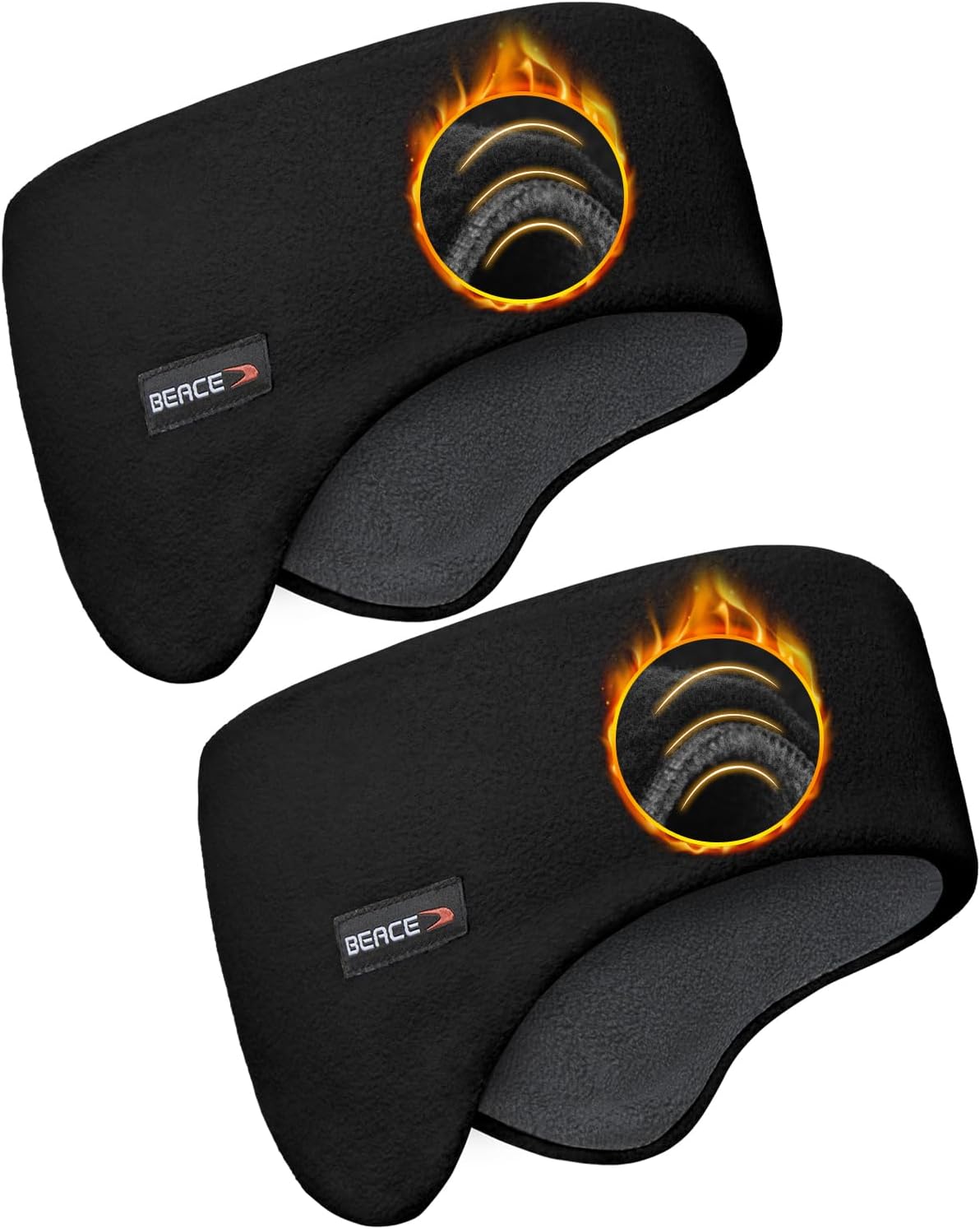 BEACE 30°F Winter Double-Layer Fleece Ear Warmers Headband for Men Women-Ear Muffs Ear Covers for Running Cold Weather