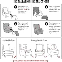 Vista 7 de Fundas para silla Wingback, 2 piezas, estilo americano, fundas elásticas para sillón de ala con parte inferior elástica, protector de muebles
