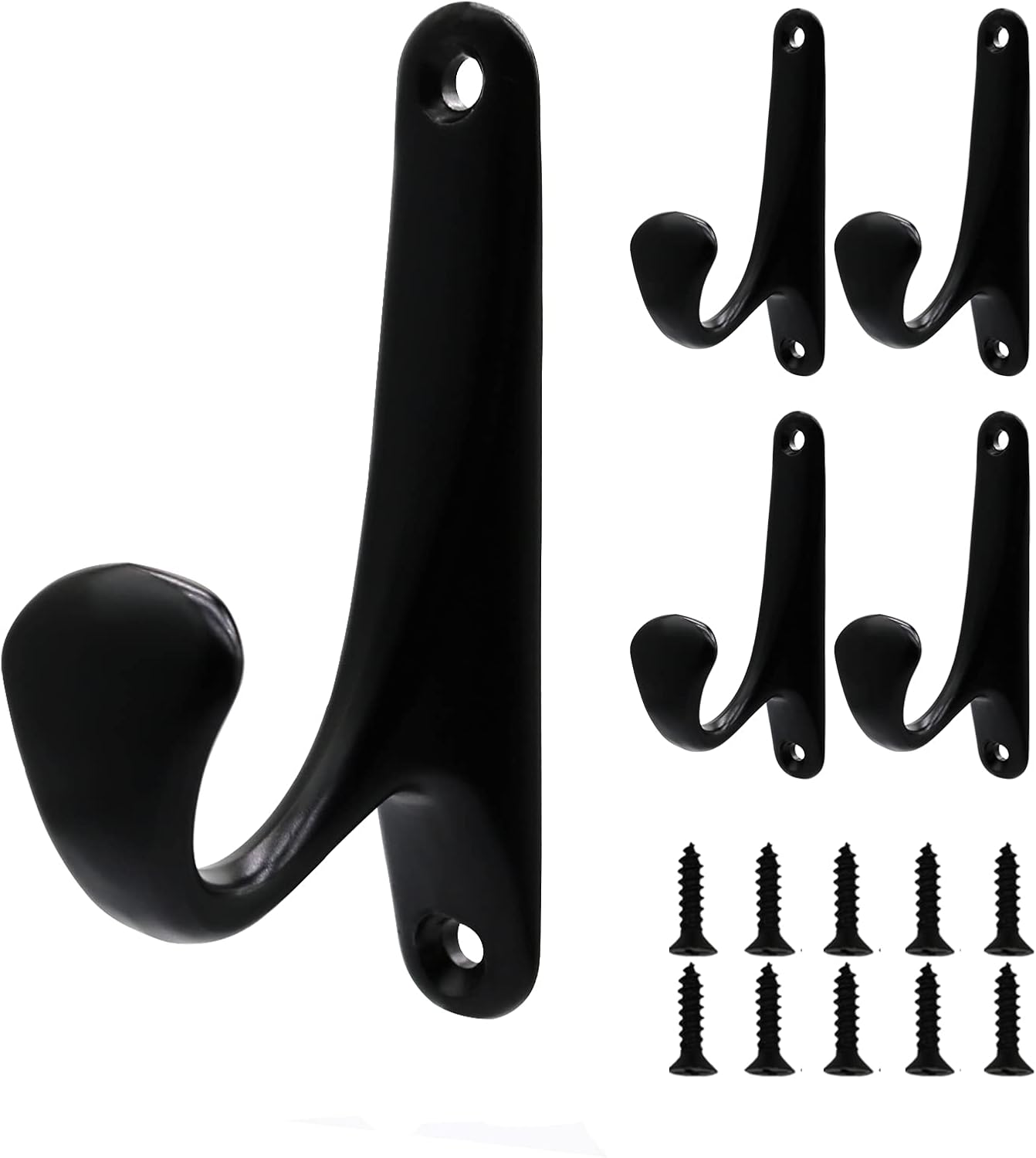 5 Pack Black Towel Hooks, Wall Hook for Hanging Coats and