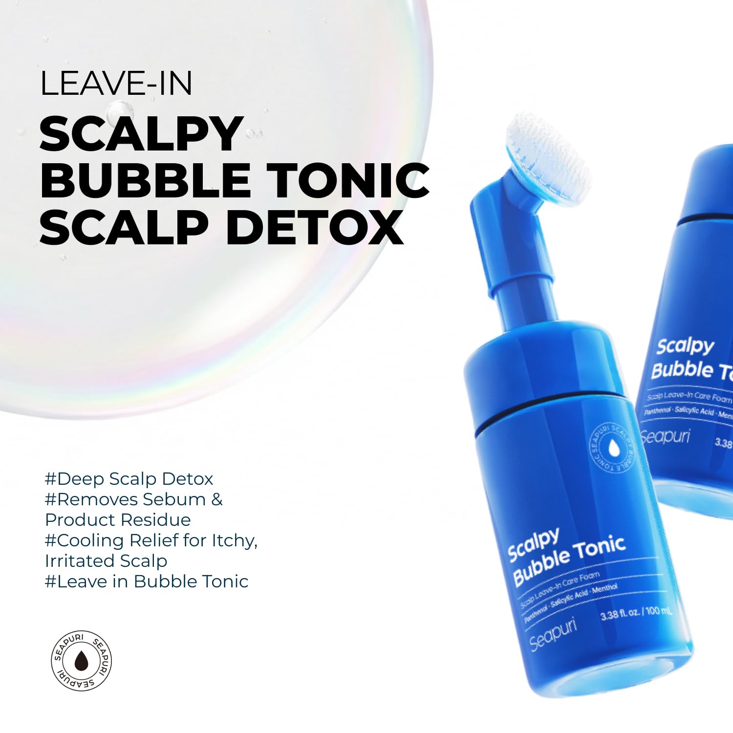 Bubble Tonic | Leave-In Scalp Exfoliator Foam for Oily, Sweaty, or Itchy Roots | Clears Buildup & Sweat with No Residue | Cooling Relief with Menthol & Salicylic Acid | Korean Hair Care Detox - Image 2