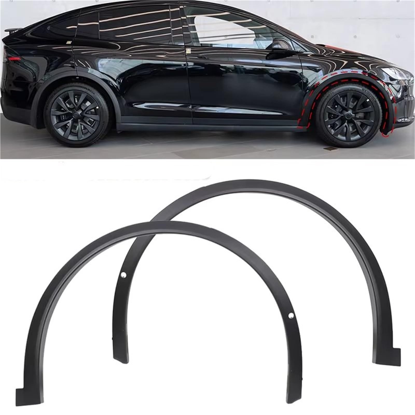 Élargisseurs D'Aile pour Tesla pour Model X 2016-2024 Garde-Boue Bavette Moulure Anti-éclaboussures Splash Fender(Rear Right 16-21)