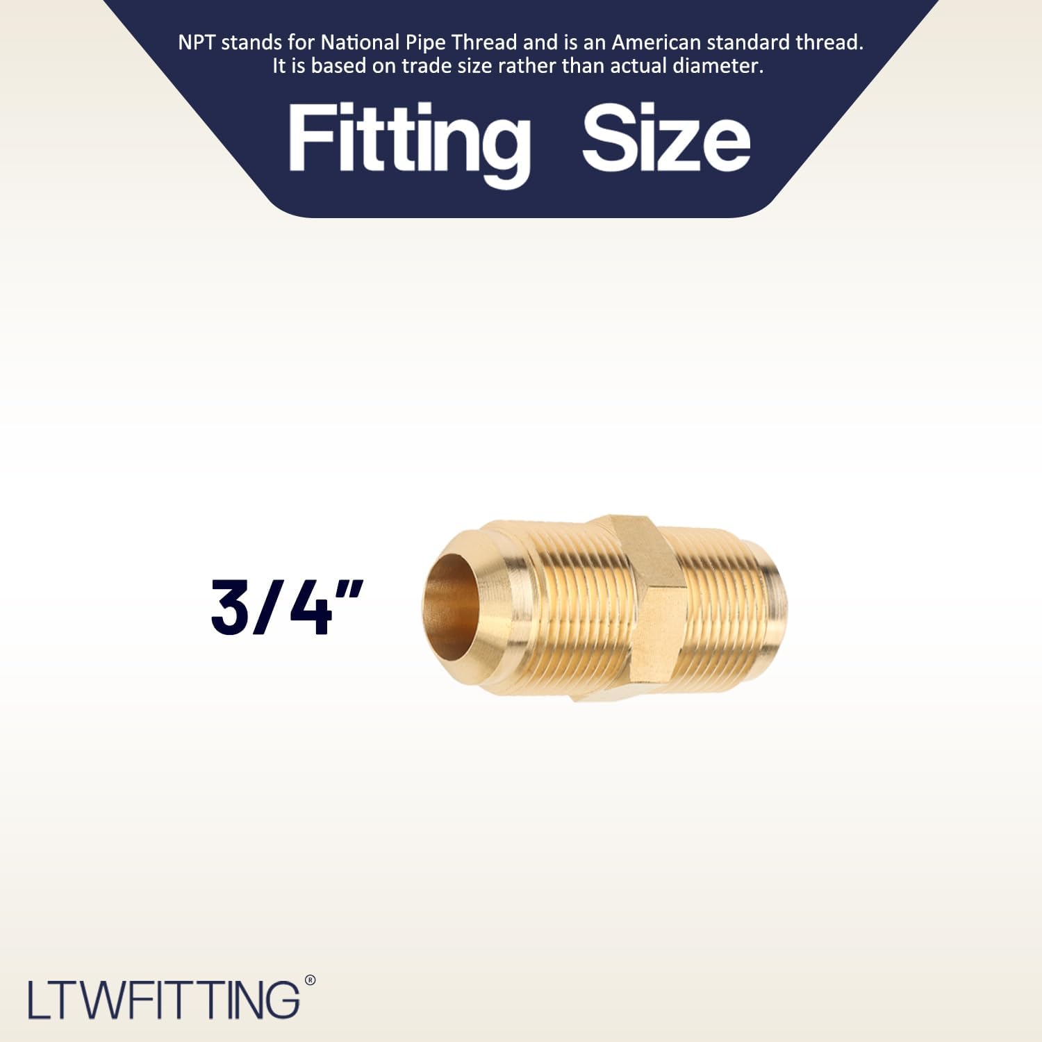 LTWFITTING Brass 3/4" OD Flare Union,Brass Flare Tube Fitting(Pack of 5)