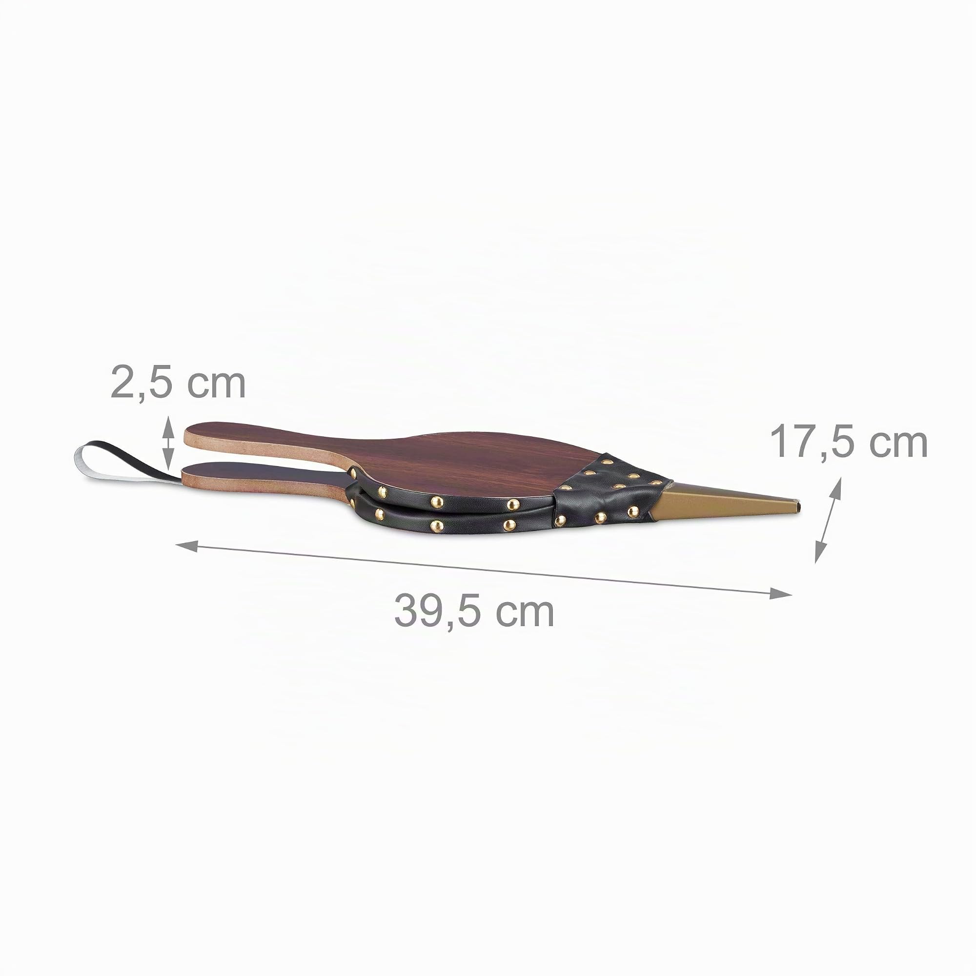 Relaxdays 10023287 Soufflet Grill Four Accessoires cheminée gonfleur Bois Poire à air, Fer, Brun, Noir/Marron, 2,5 x 17,5 x 39,5