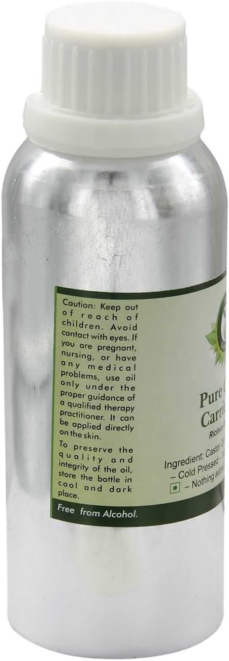 R V Essential Castor Oil | Ricinus Communis | Cold Pressed Castor Oil | for Hair, Nails, Face, Skin, Eyelashes, Eyebrows, Scalp, Body Massage | 100% Pure Natural | Cold Pressed | 630ml | 21oz