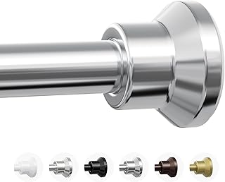 Shower Curtain Rod, 1" Diameter Heavy Duty Spring Tension Curtain Rod No Drilling, 31-76 Inch Adjustable No Slip Rust-proof Shower Rods for Bathroom, Silver
