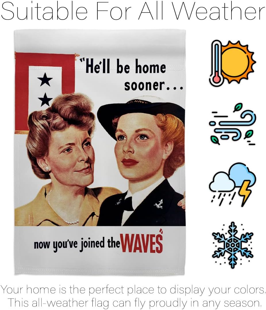 Joined The Wave's Garden Flag Armed Forces Day All Branches Support Honor United State American Military Veteran House Banner Small Yard Gift Double-Sided, Made in USA