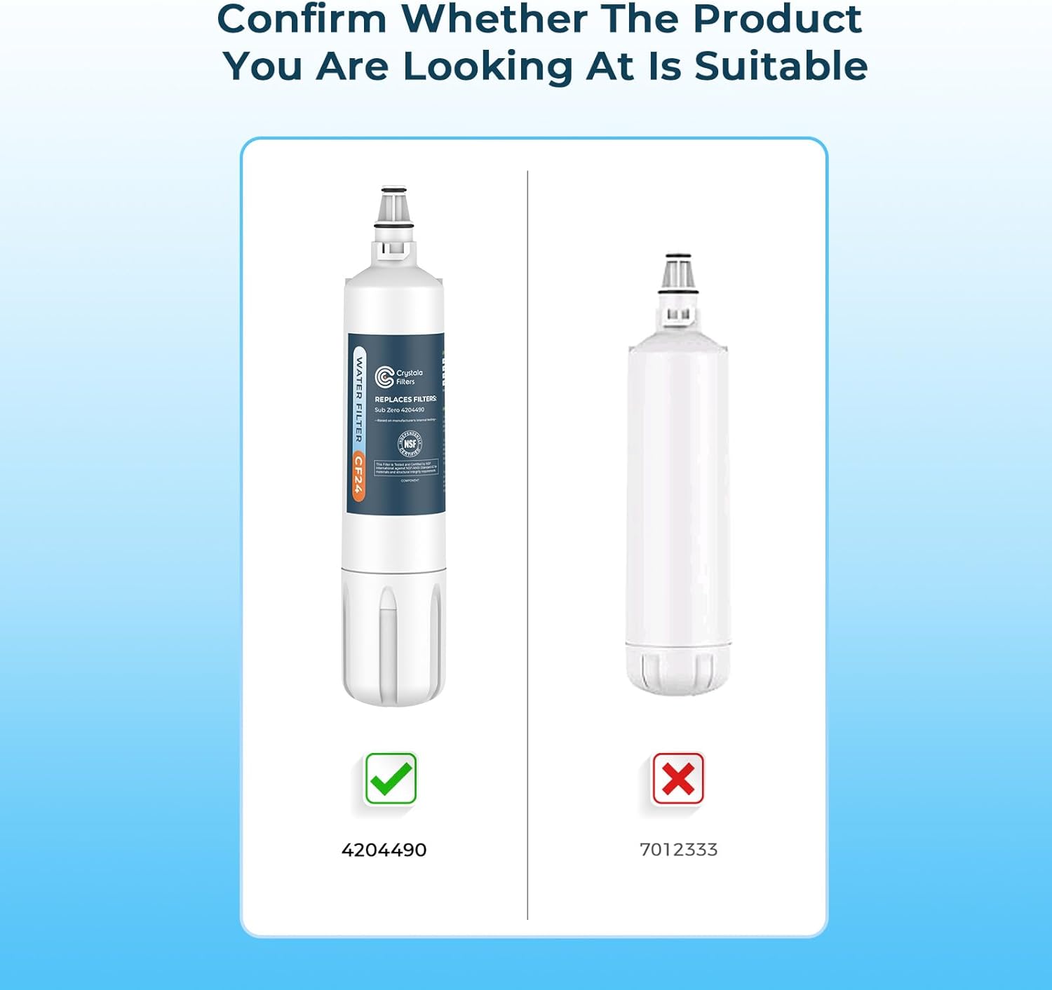 Crystala Filters Water Filter Replacement for Sub-Zero 4204490, 4290510 Refrigerator Water Filter, Pack of 3
