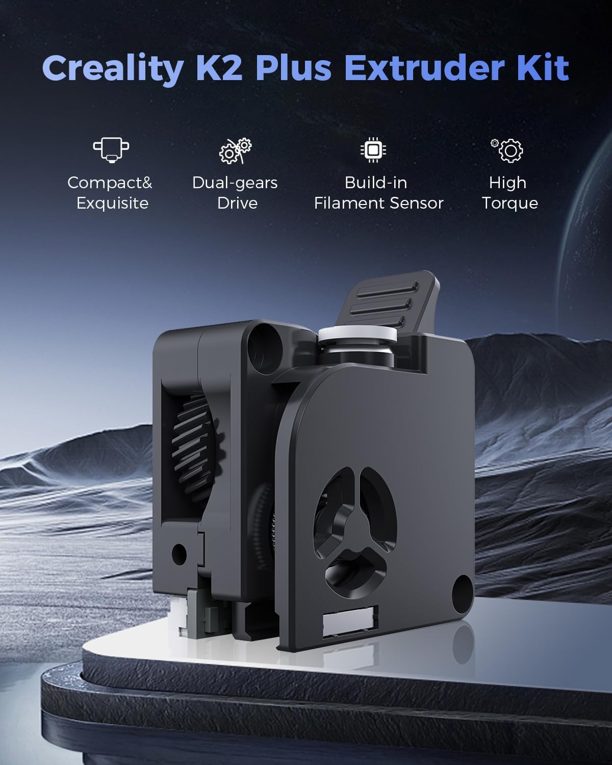 Oficjalny zestaw ekstrudera Creality K2 Plus, oryginalny ekstruder do drukarki 3D, K2/K2 Pro Combo Dual Gears, zestaw do ekstruzji z czujnikiem zerwania filamentu, przełożenie redukcji 6,25:1, siła