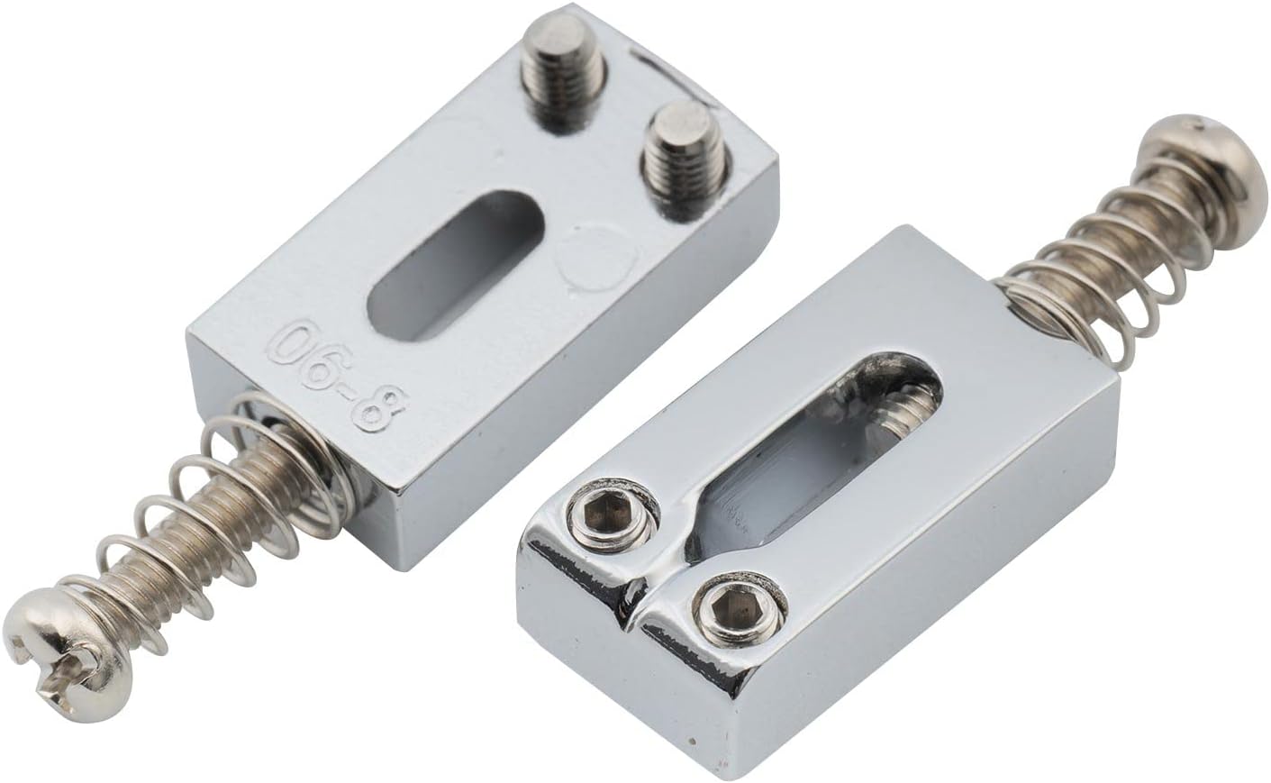 Musiclily Pro 10.5mm Modern Style Zinc Alloy Bridge Saddles for Strat Tele Electric Guitar Chrome (Set of 6) - Image 5
