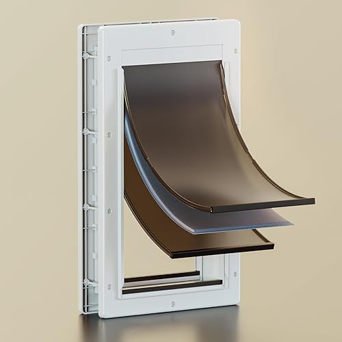 Puerta de perro con 3 solapas, puerta grande para perros, puerta para perros para instalar en puertas o paredes interiores y exteriores, capa de