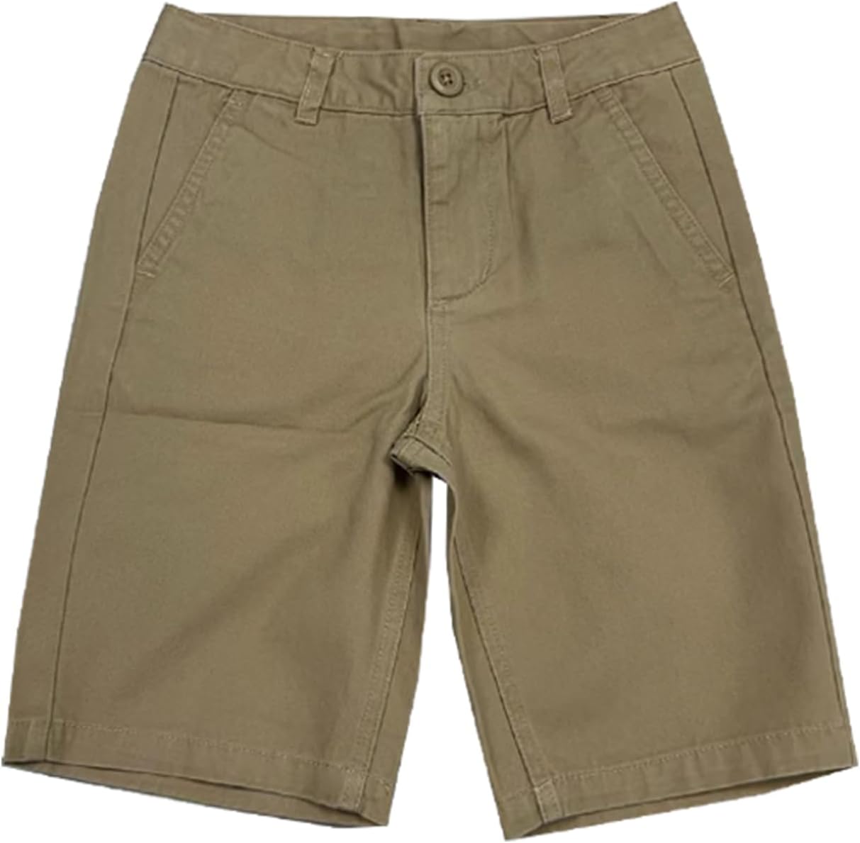 Bienzoe Boys School Uniform Adjustable Waisted Flat Front Cotton Twill Shorts