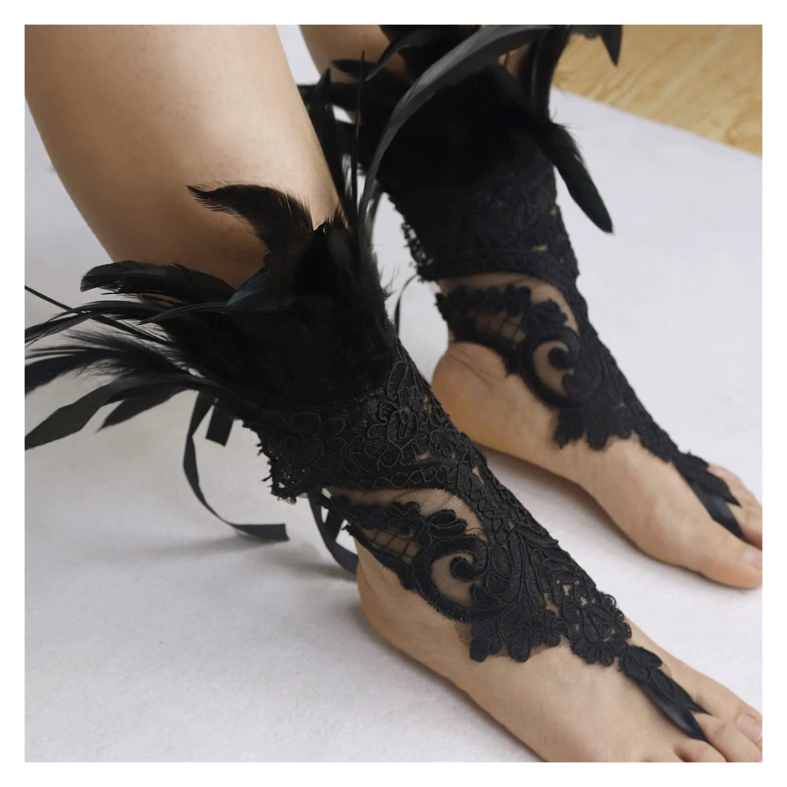 Amazon.co.jp: YUEMOL レース 手袋 黒羽レース手袋、女性祭り