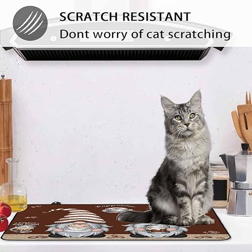 Miniatura 8 de Cubierta de estufa para estufa eléctrica, granos de café con gnomo de café sobre fondo marrón, cubierta superior de estufa para parte superior de