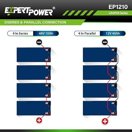 Miniatura 5 de ExpertPower Paquete de 10 baterías recargables de ciclo profundo LiFePO4 de litio de 12 V 10 Ah  2500-7000 ciclos de vida y 10 años de vida útil