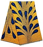 African ankara fabric African wax Print fabric for sewing dress Clothing Designs Wax Material For Fashion, Dresses, Top, Skirt, Jewelry, Shoes, Bags, Head Wraps. 6 Yards (Yellow-blue)
