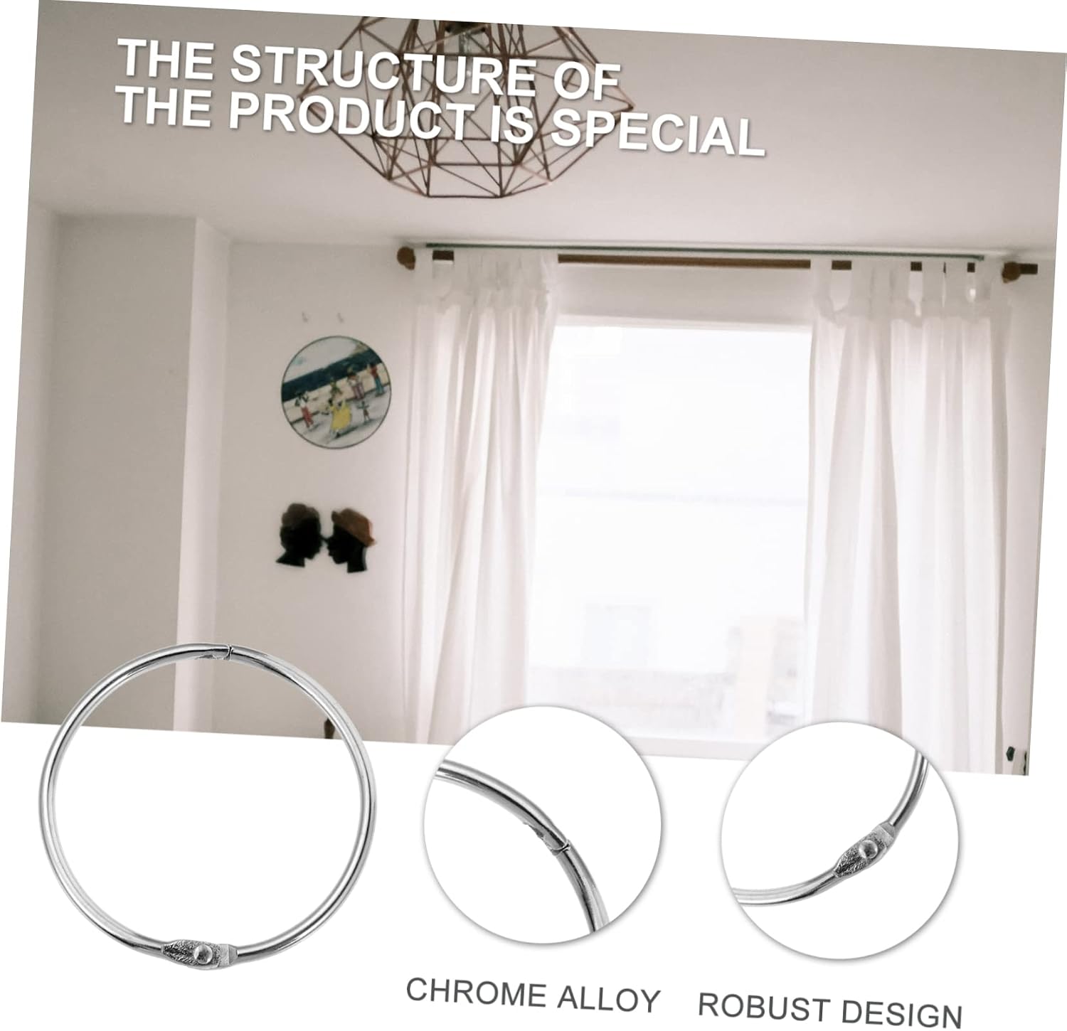 24pcs Curtain Rings Metal Shower Curtain Hooks Diameter Sturdy Rustproof Smooth Glide for Easy Hanging for Draping and Fabrics