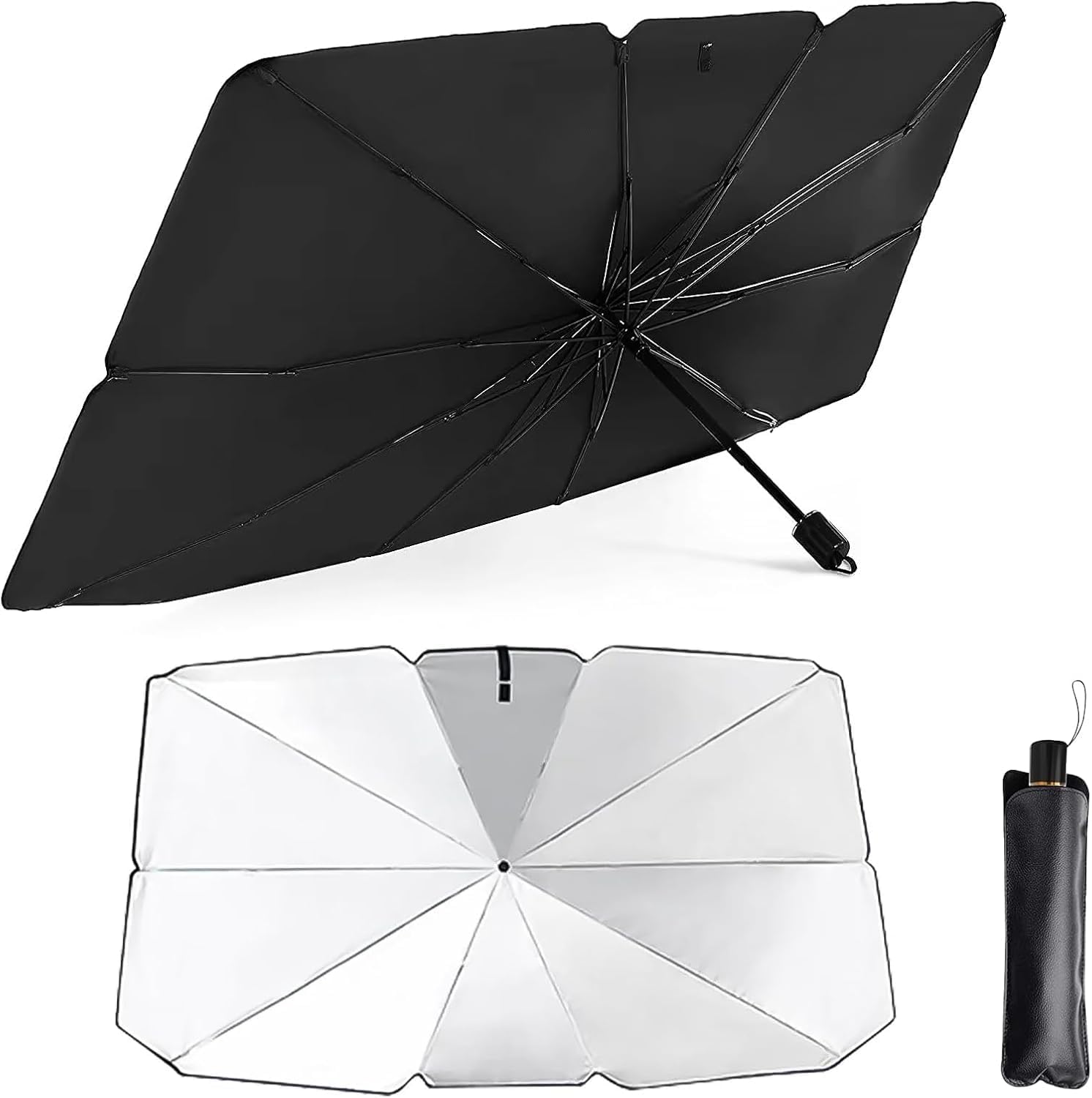 ARTYGFHD 1 Piece Car Sunshade Umbrella Titanium Silver Sunshade, for Lada Largus 2012-2024 Material Foldable Windshield Sun Shade 360°Rotatable,Silver-L