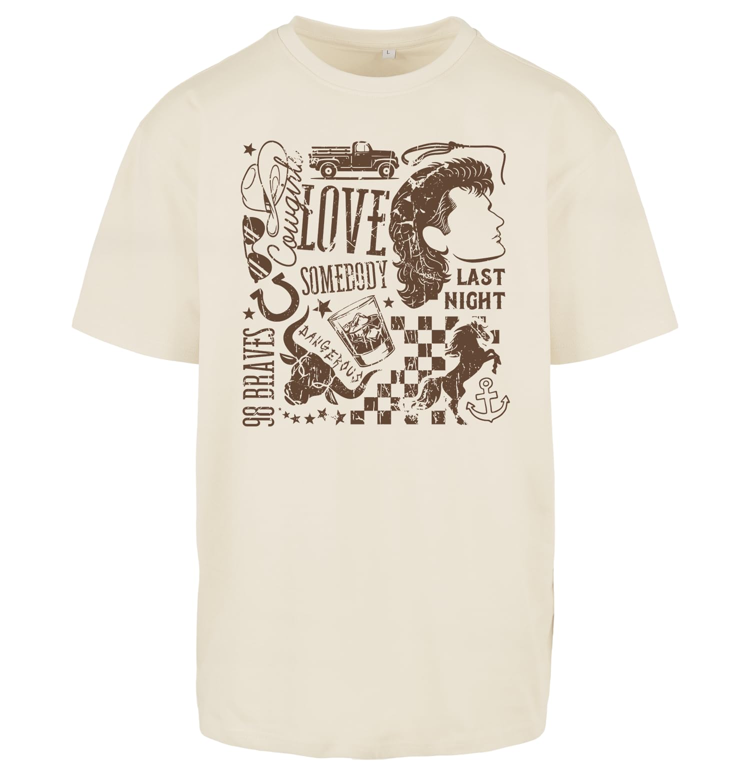 Willow Gifts Unisex Ecru Morgan Inspired Oversized Band Doodle T-Shirt | Country Music Western Tee With Songs And Singer Graphics For Wallen Fans And Music Lovers - Large