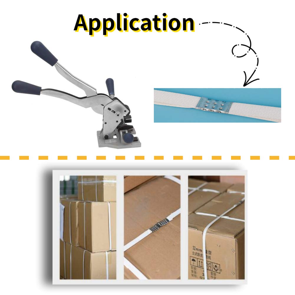 Reggiatrice per confezione 3 in 1, pinza tendicinghia manuale in acciaio per reggetta in polipropilene 1/2 "-5/8", per imballaggi industriali e domestici.