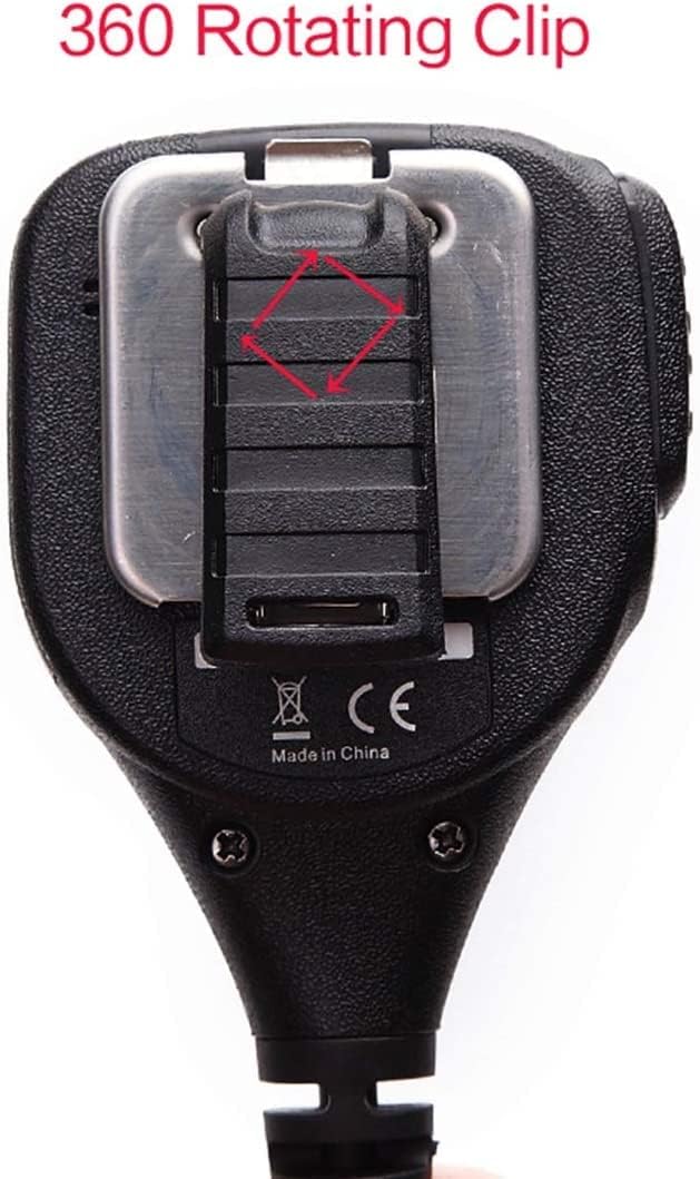 Close-up of the 360-degree rotating clip on the back of the TYT TH-47 Handheld Microphone Speaker.
