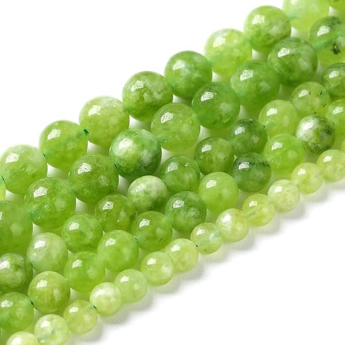 Miniatura 2 de 90 cuentas de jade de encaje verde peridoto natural de 0.157 pulgadas (0.157 in), cuentas espaciadoras redondas sueltas para hacer joyas, pulseras