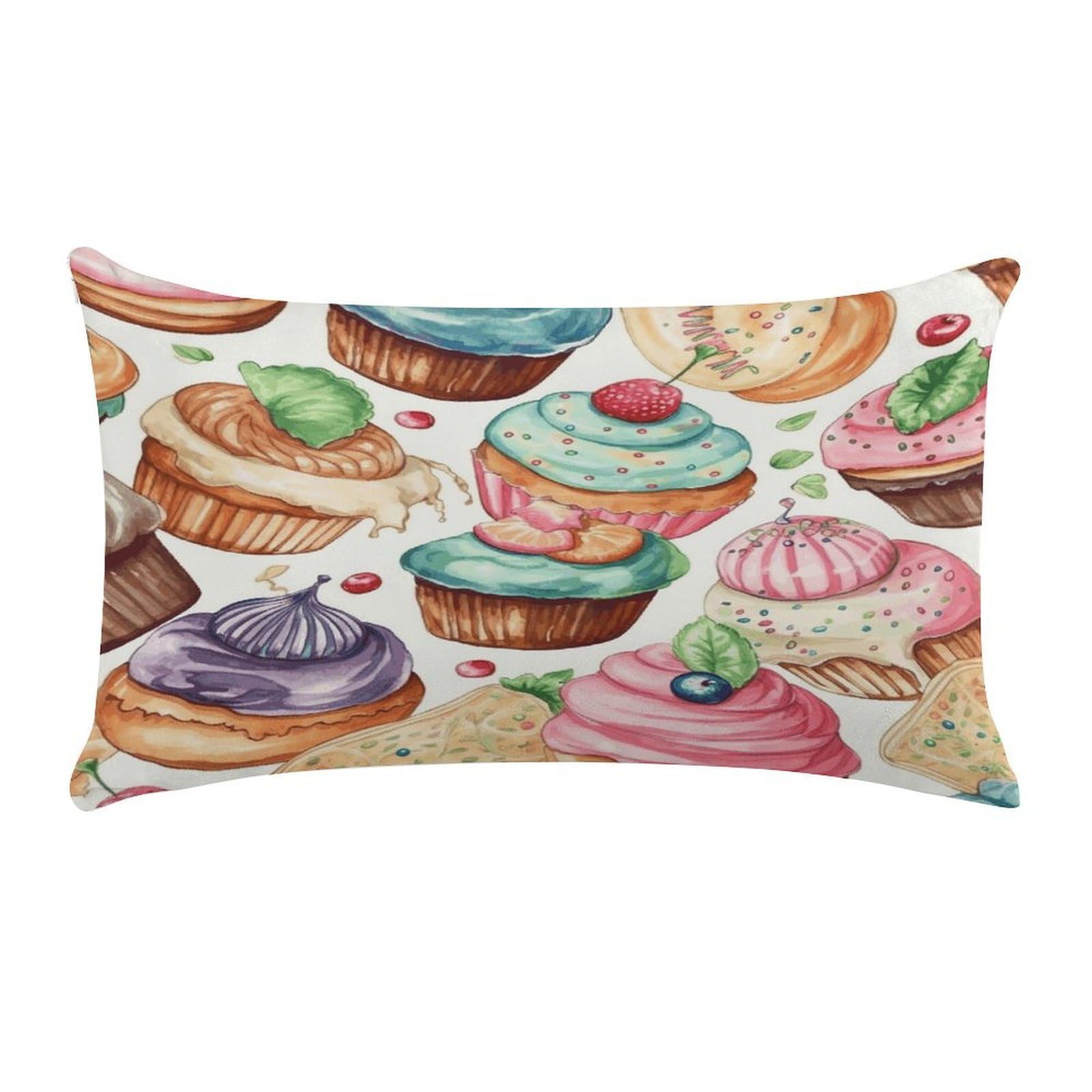 VstaDank Cupcakes Donuts Muffins Sugar Throw Pillow Cover Long Super Soft Pillow Case with Zipper Exquisite Plush Pillowcase Anti-Fading Pillow Protector Fashion Decorative Cushion Case 12 X 20 in