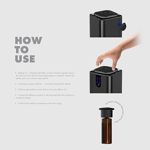 Miniatura 9 de Aromely Difusor inteligente de aroma Bluetooth, difusor de aromaterapia nebulizador sin agua para hogares de dos pisos, oficinas y áreas abiertas,