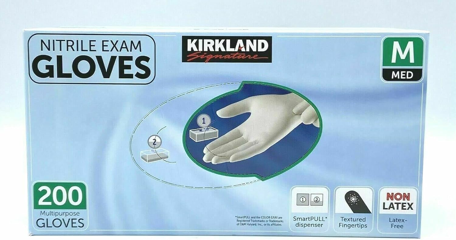 Kirkland Signature Nitrile Gloves, Box of 200, Medium for Health Care, Food Service, Home other uses