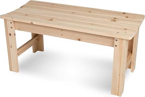 Shine Company Banco de jardín de madera para exteriores sin espalda, 3 pies, natural