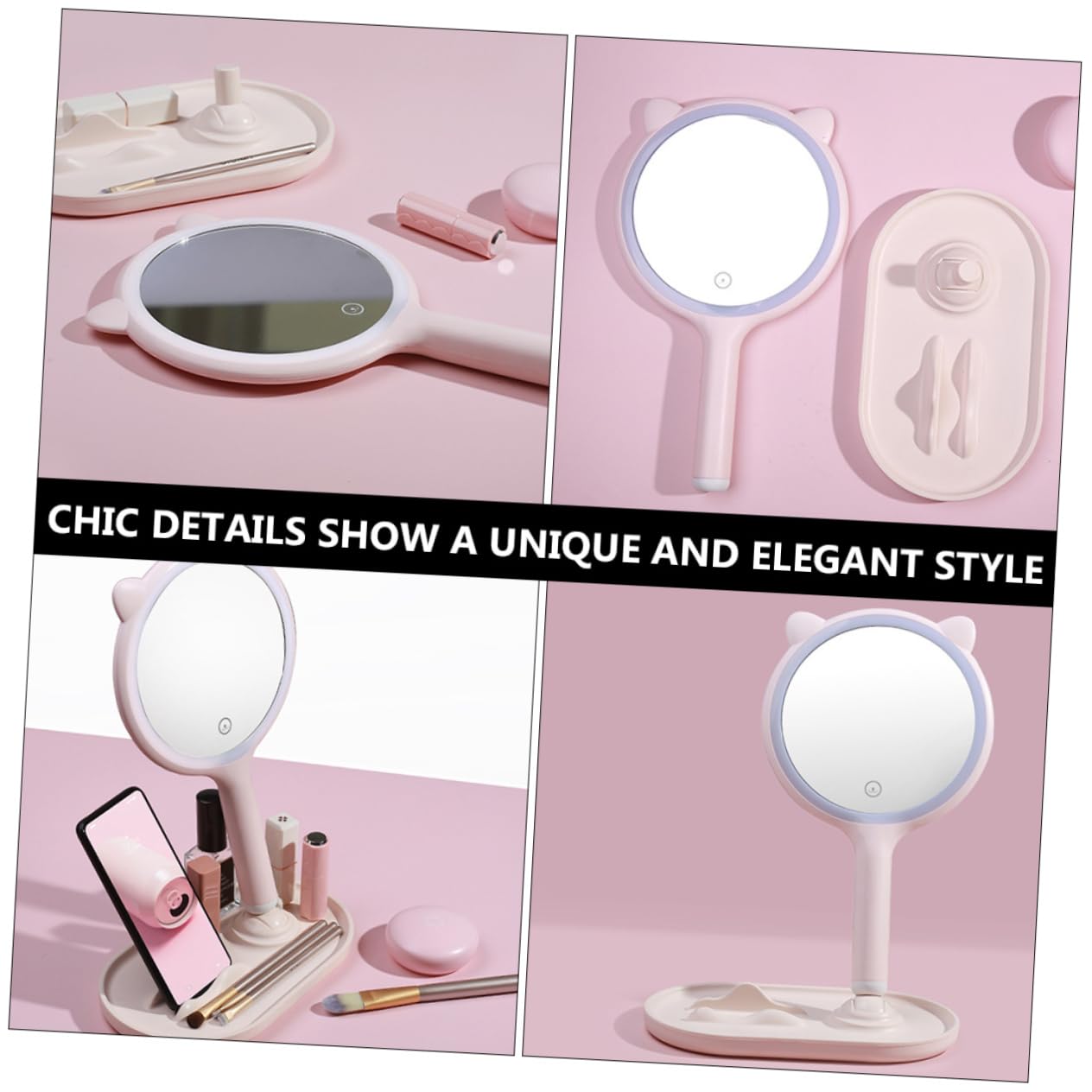 SOIMISS Touchscreen LED Kosmetikspiegel mit USB Ladefunktion Tragbar und Hochauflösend 1200mah Akku Elegantes Rosa Abs Material für Reisen und Make Up Anwendung