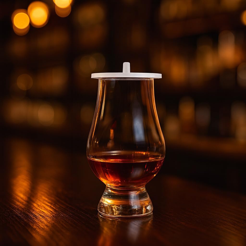 Whisky Tasting Glass Lids – Airtight Silicone Seal, Universal Whiskey Covers to Preserve Aroma & Flavor, Set of 4