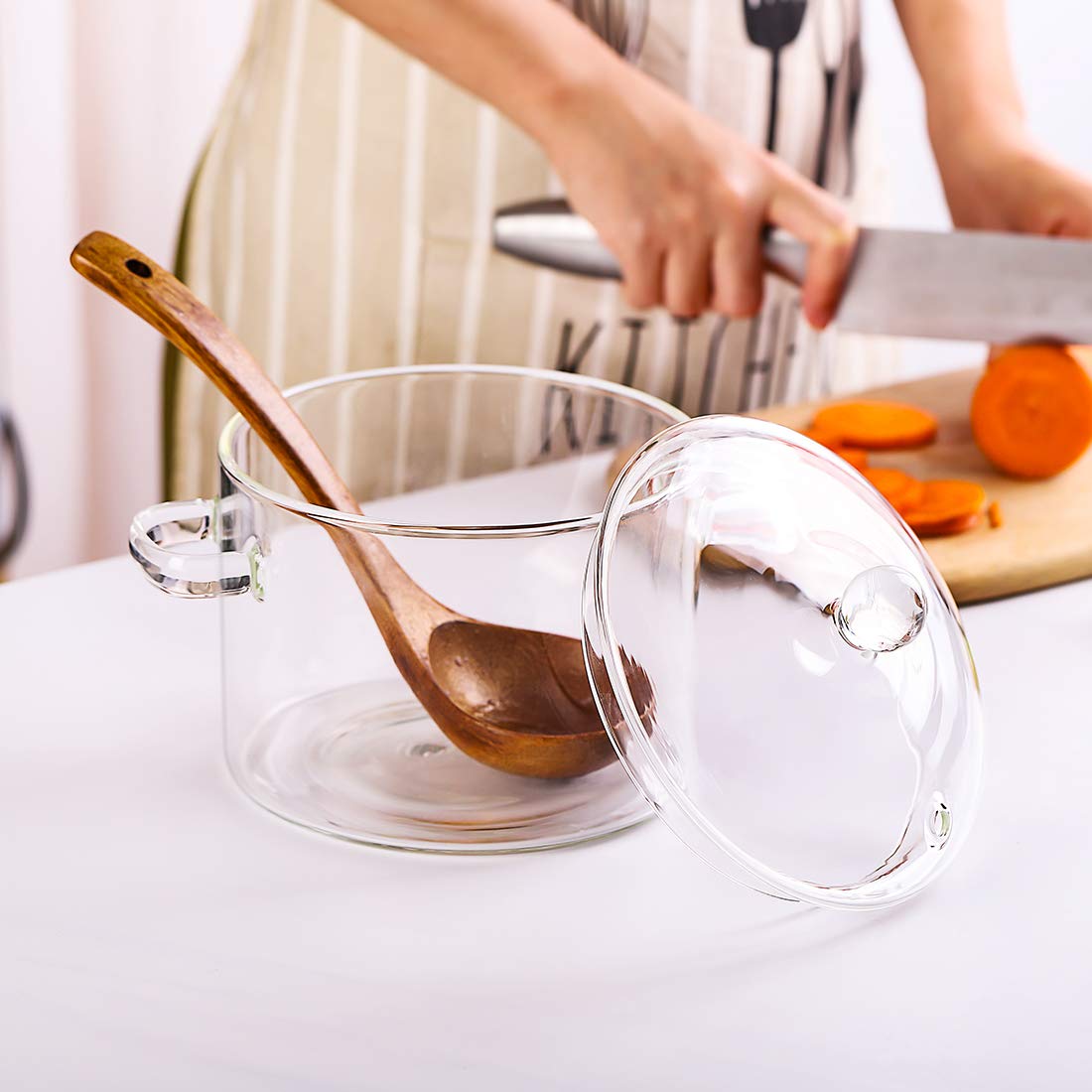 Stovetop Safe Glass Saucepan for Cooking ZDZDZ 1800ML/60Oz Thick