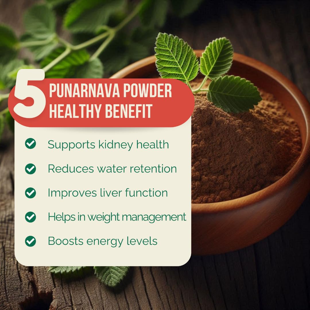 Triveni Organics Punarnava Powder – Ayurvedic Supplement for Liver & Kidney Health, Detox & Fluid Balance – Pure Boerhavia Diffusa – Certified Organic-100 Gm — Amazon image 3